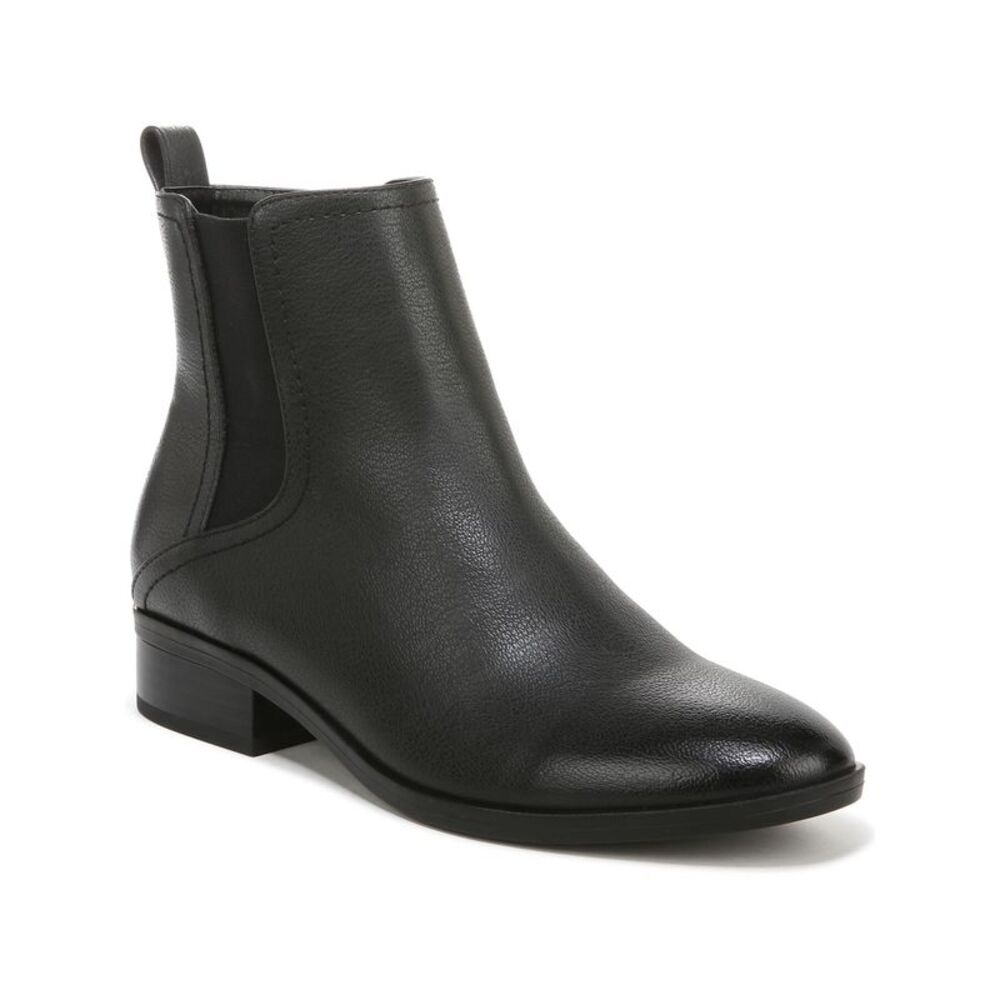 NATURALIZER Womens Black Goring Sampson Almond Toe Block Heel Zip-Up Chelsea 6 M